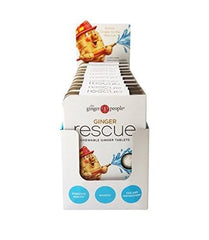 Closeup of Ginger Rescue packaging by The Ginger People highlighting natural ginger flavor and convenience.