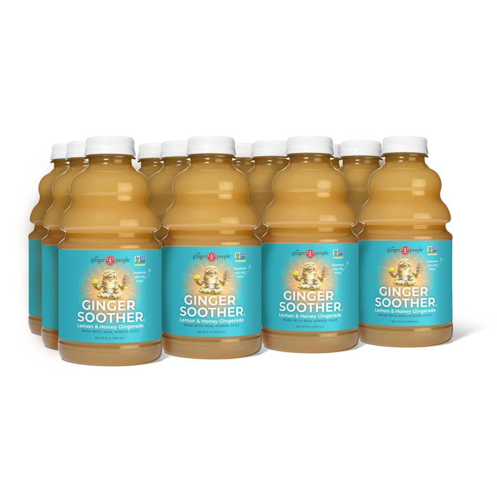 The Ginger People Ginger Soother Lemon Honey bottle front for a comforting digestion moment.