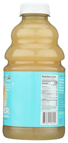 The Ginger People Gingerade Lemon Honey glass with ice highlighting refreshing lemon-forward flavor.