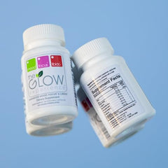 The Glow Experience ingredients illustration showcases nine natural components for wellness.
