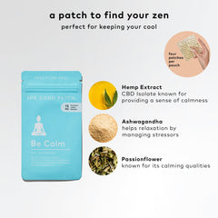 Close-up of The Good Patch Be Calm showing hemp and botanicals for daily calm.