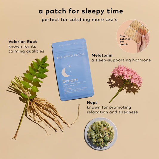 The Good Patch Melatonin Sustained Release Patch close up emphasis on nightly support