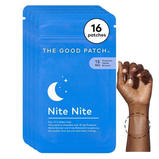 The Good Patch Nite Nite pack front view promotes a calm evening routine