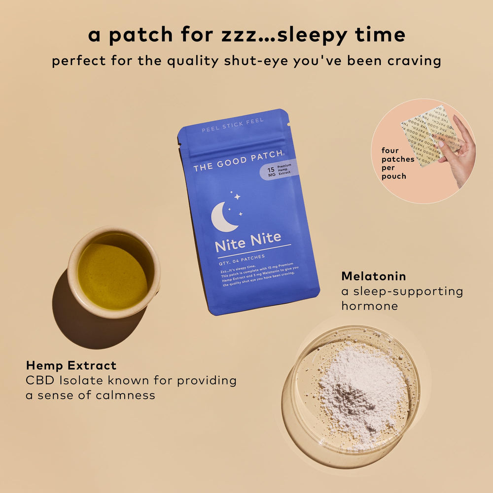 The Good Patch Nite Nite patch on arm demonstrates discreet nighttime use