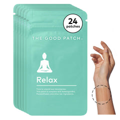 The Good Patch Relax Patch on skin with ashwagandha for a soothing calm moment