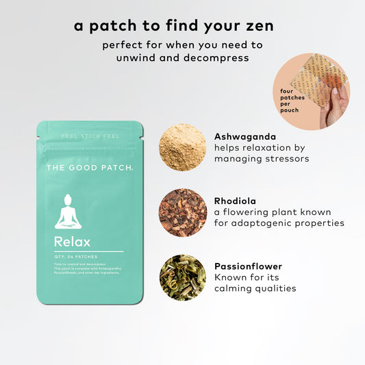 Close-up of The Good Patch Relax patch on arm for simple, comfortable wear.