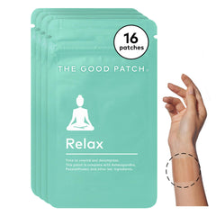 The Good Patch Relax patches pack shown for discreet everyday use and easy unwinding.
