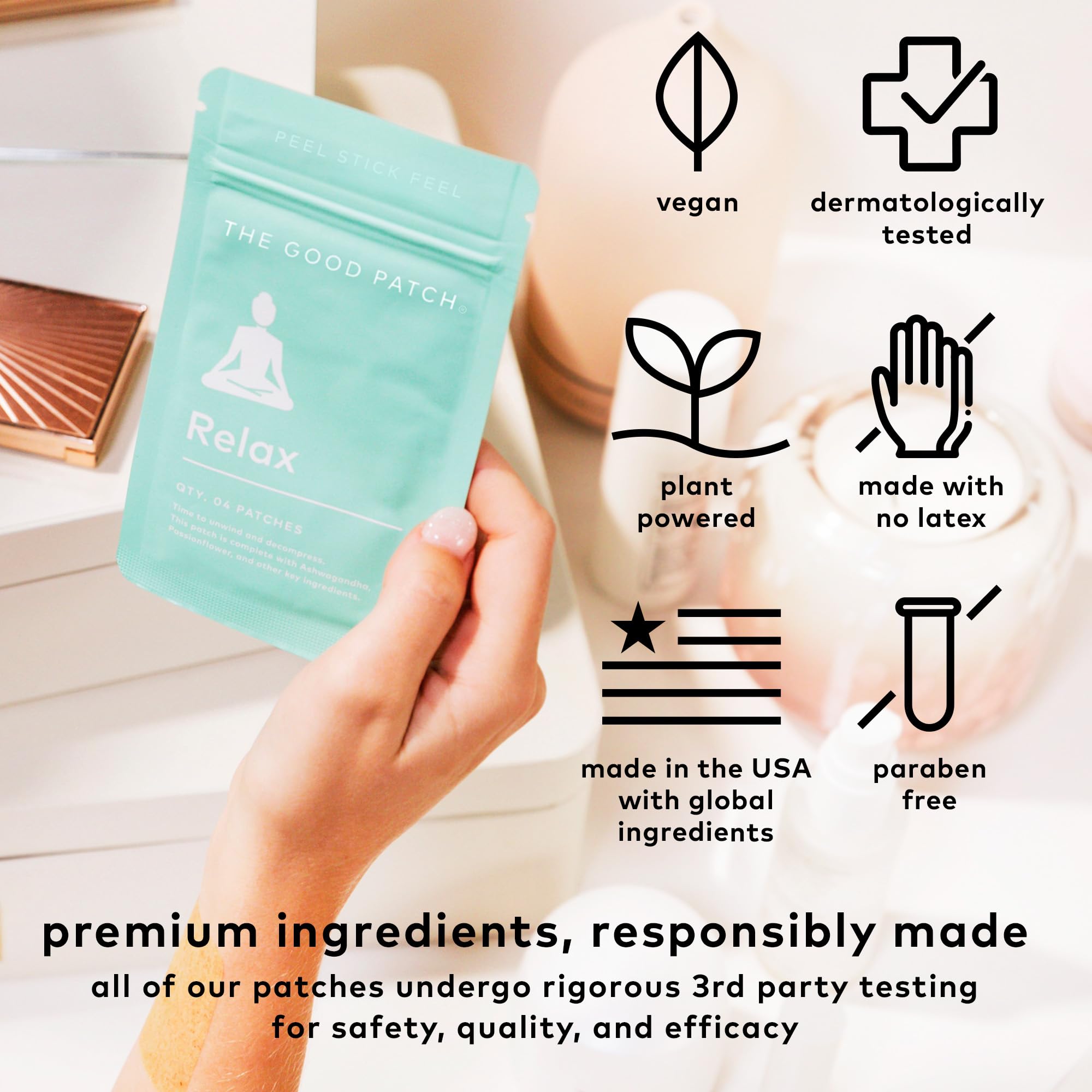 The Good Patch skin-friendly material ensures comfortable wear during busy routines
