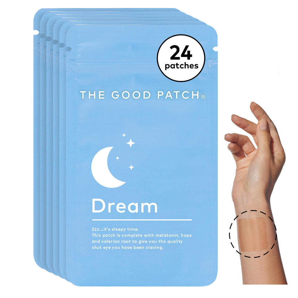 The Good Patch Sleep Support Dream Patch 24-pack displayed for easy nightly use