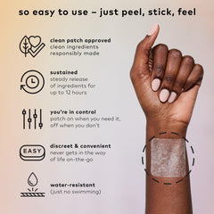 Close-up of The Good Patch Slumber label showing plant-powered sleep support