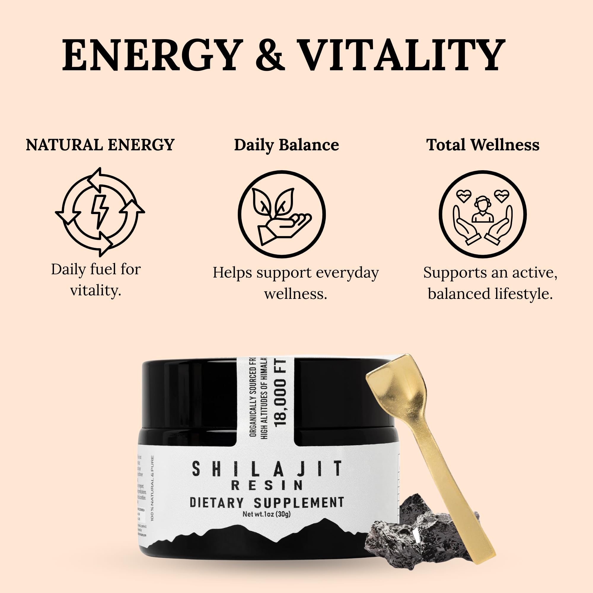 The Goodbye Company Shilajit Resin label showcases organic sourcing and purity.