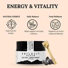 The Goodbye Company Shilajit Resin label showcases organic sourcing and purity.