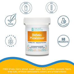 The Gut Institute Bifido Maximus Made in USA badge signals domestic production.