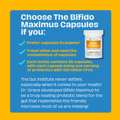 The Gut Institute Bifido Maximus travel pack illustrates portability for travel.
