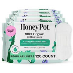 The Honey Pot Herbal Panty Liners 120-count pack for light days and daily comfort.
