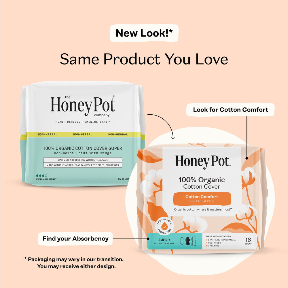 The Honey Pot Company organic cotton cover pad showing breathable skin-friendly design.