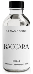 The Magic Scent Baccara diffuser oil 500ml bottle provides long-lasting room fragrance.