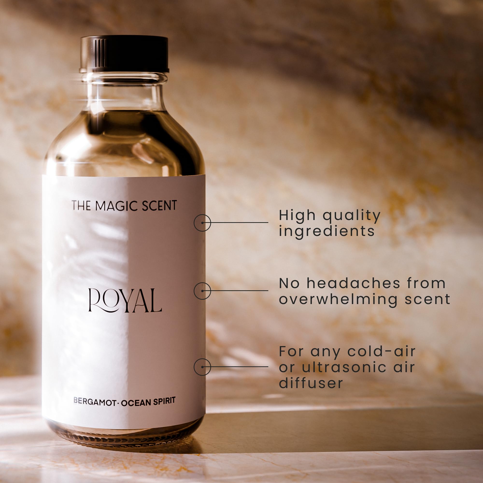 The Magic Scent Royal middle notes jasmine add floral softness.