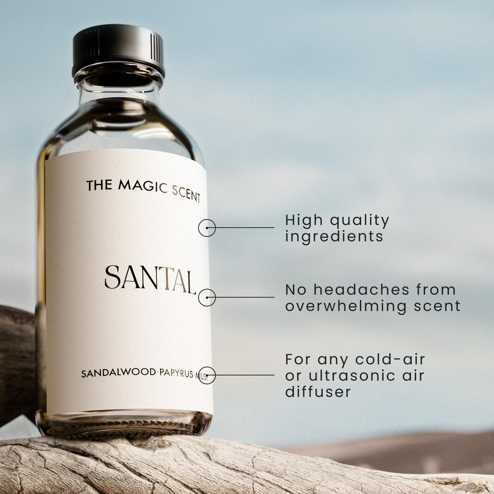 Pouring The Magic Scent Santal oil ready for diffusion in any ultrasonic diffuser.
