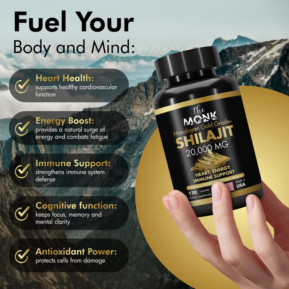 The MONK resin-like Shilajit is cold-pressed to preserve mineral richness and flavor.