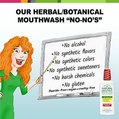 The Natural Dentist Healthy Gums Mouth Rinse Peppermint bottle being poured for everyday use