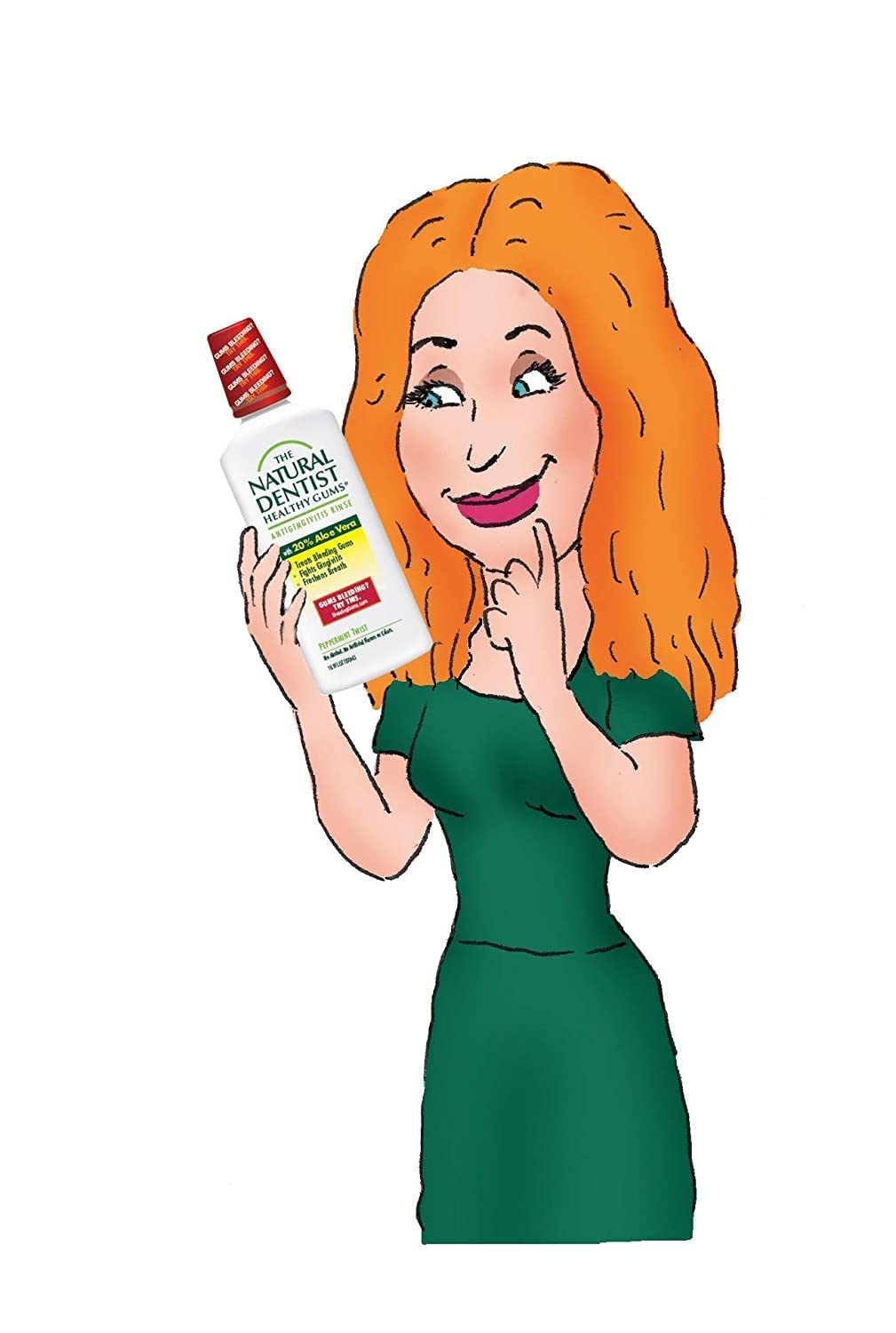 The Natural Dentist Healthy Gums Mouthwash bottle in mint color promotes daily oral hygiene.