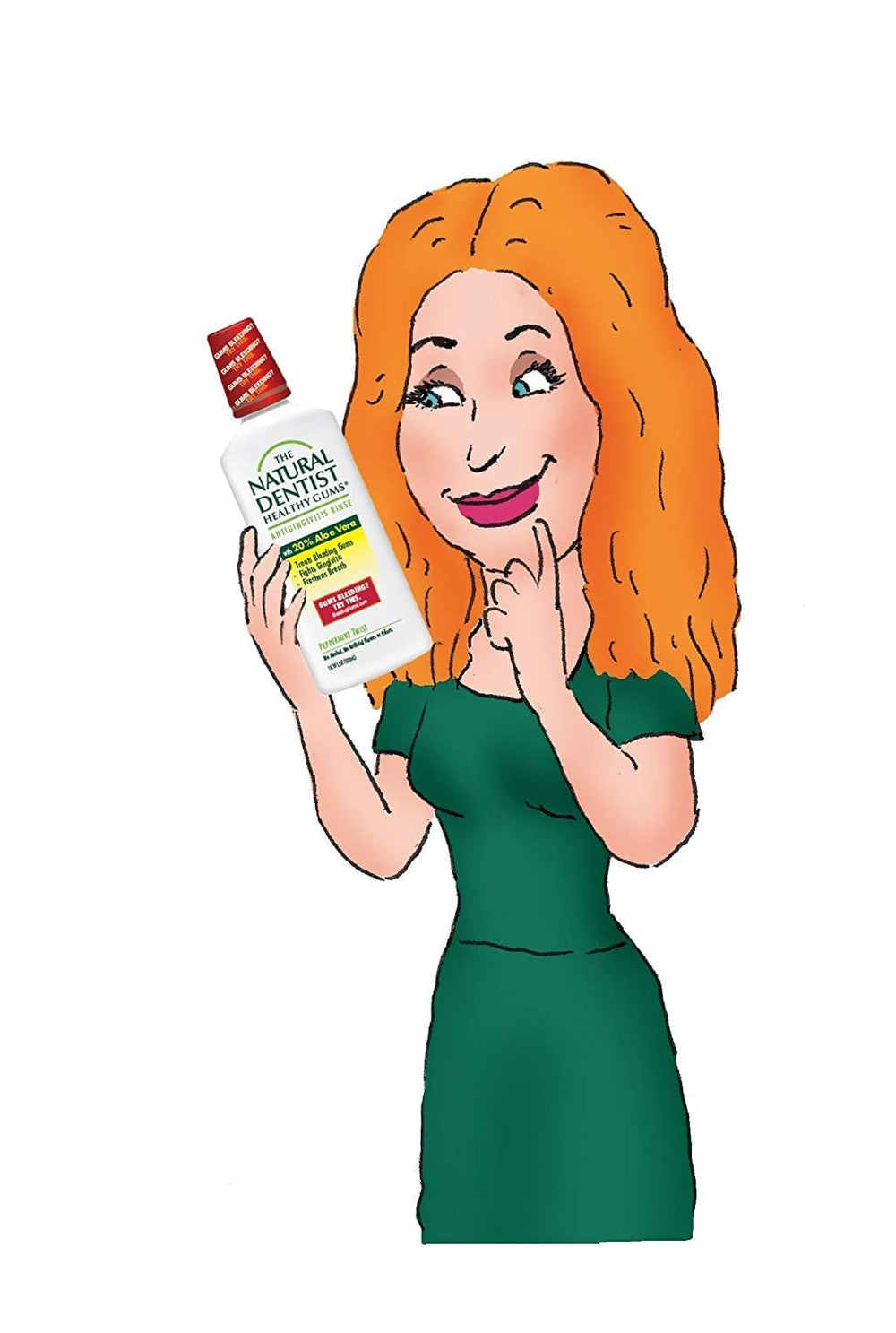 The Natural Dentist Healthy Gums Mouthwash bottle in mint color promotes daily oral hygiene.