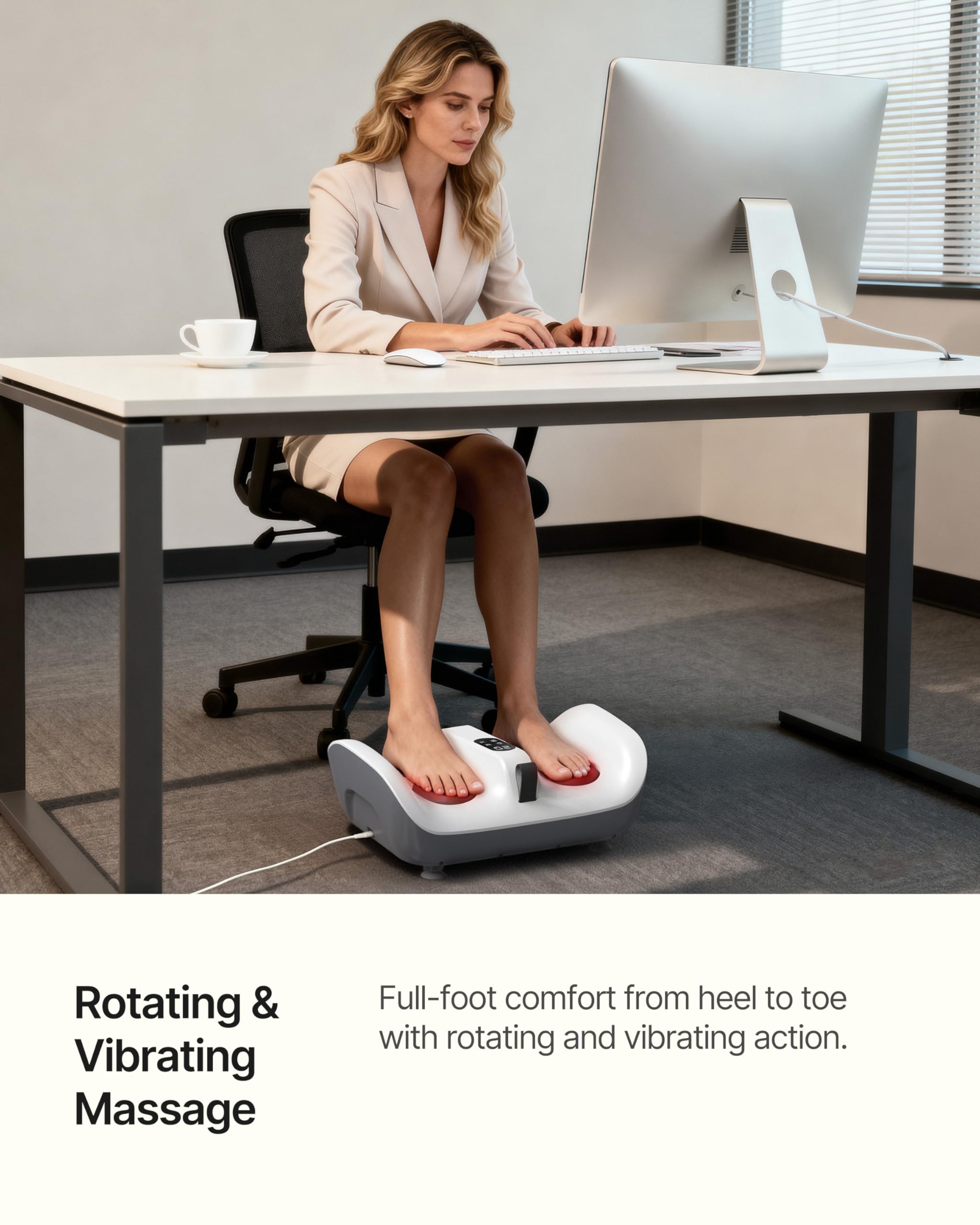 TheNeat Foot Massager Machine deep-kneading rollers deliver Shiatsu-like relief.