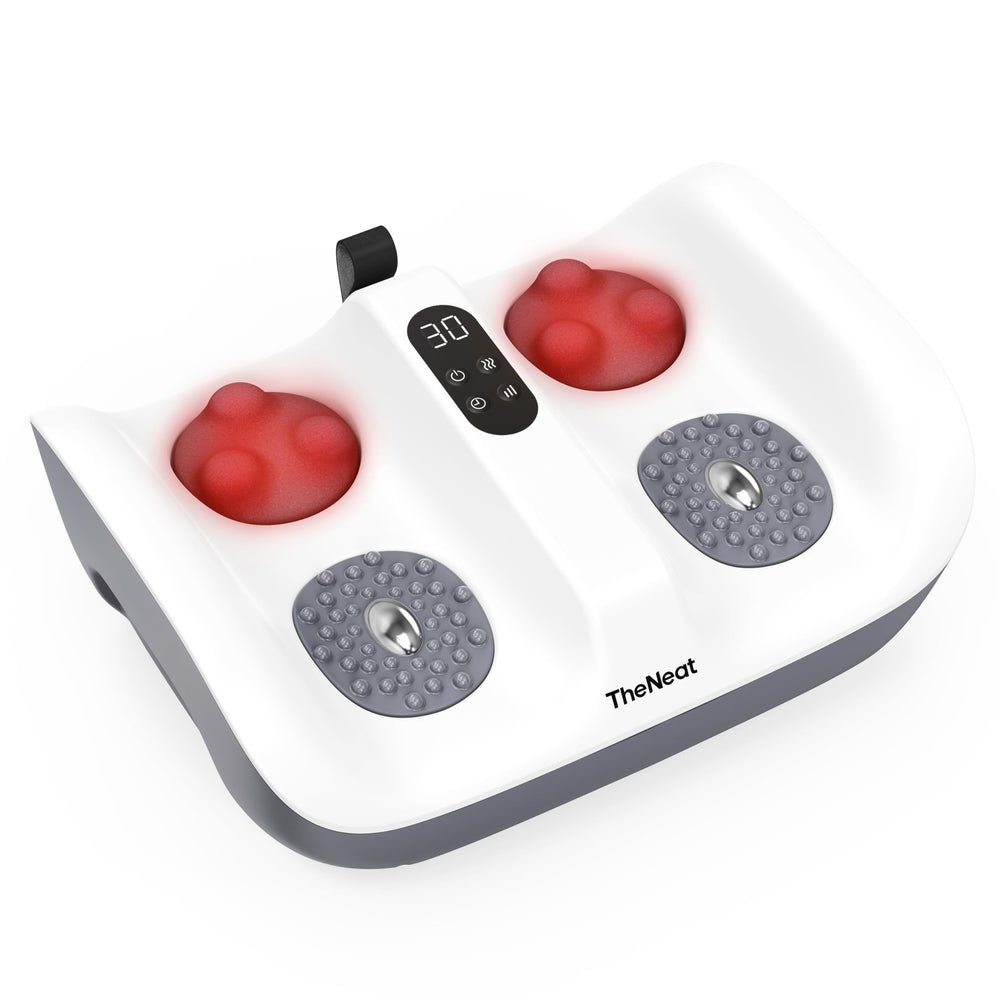 TheNeat Foot Massager Machine heat function soothes tired feet after work.