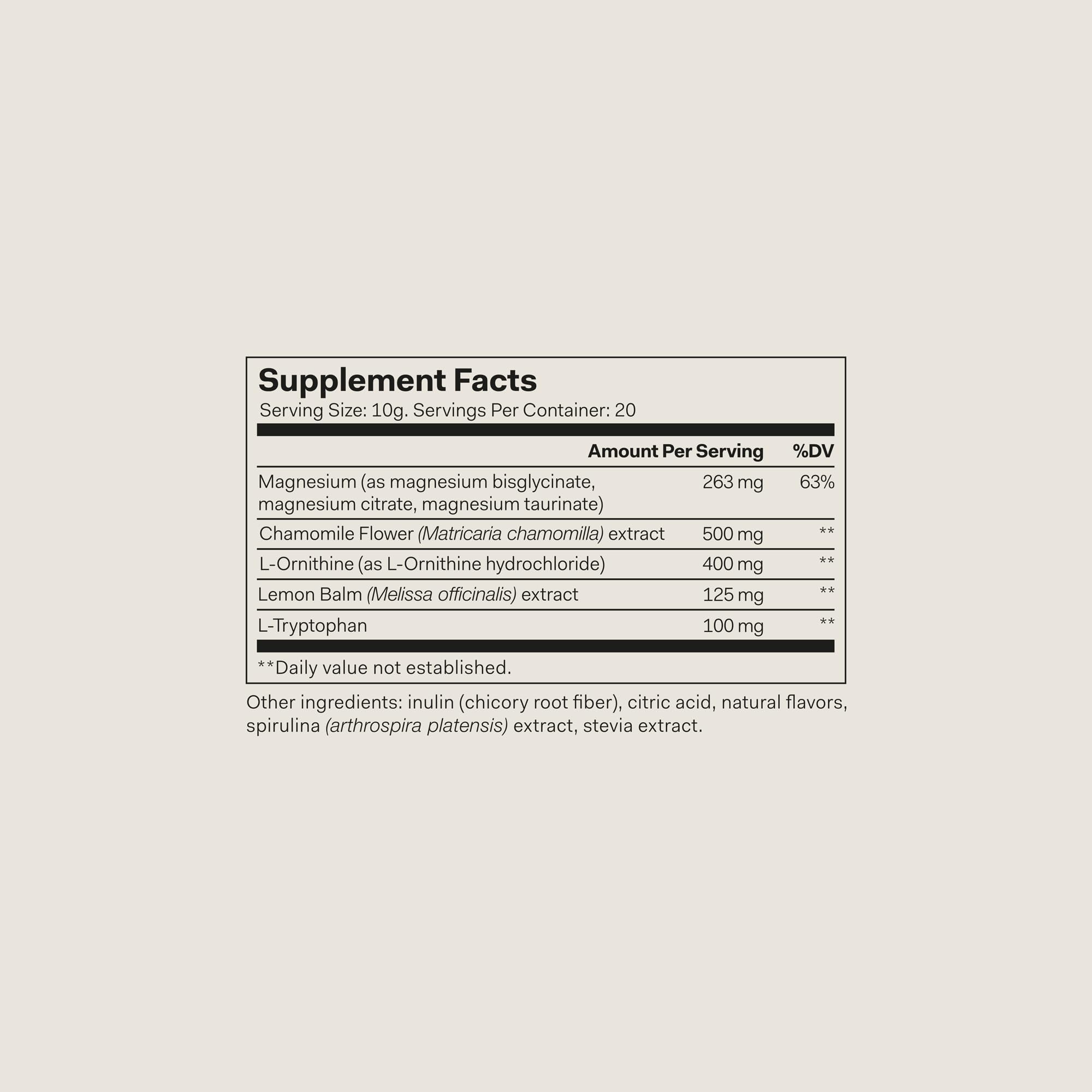The Nue Co Magnesium Gut Barrier+ powder tub with spoon highlighting convenient nightly use