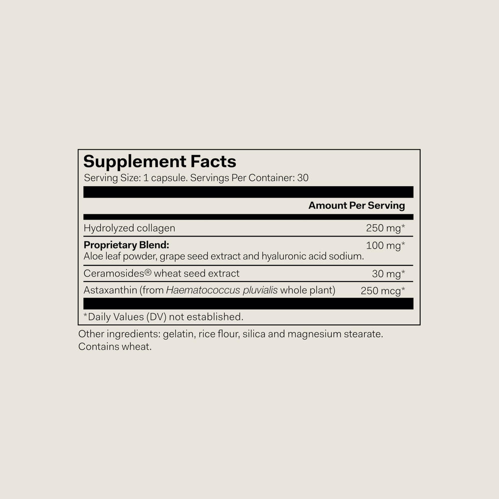 Close-up of Skin Hydrator capsules showing aloe and hyaluronic acid for moisture support