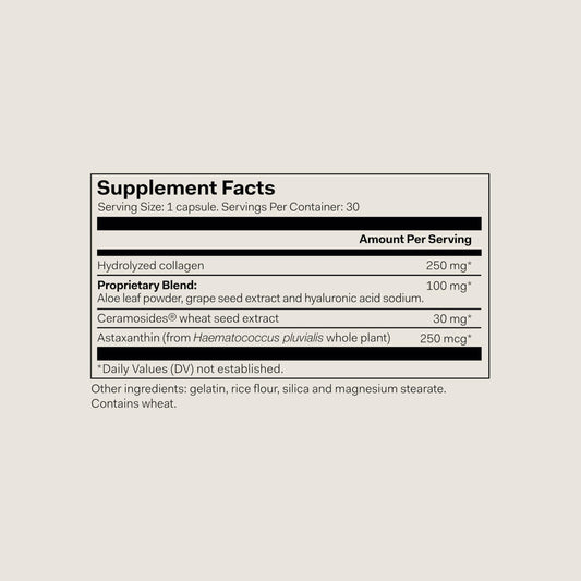 Close-up of Skin Hydrator capsules showing aloe and hyaluronic acid for moisture support