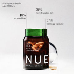 Jar display of The Nue Co Skin Hydrator emphasizing clean ingredients