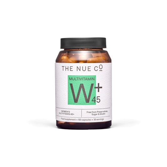 The Nue Co Women's Multivitamin 45+ bottle with easy-to-swallow capsules.