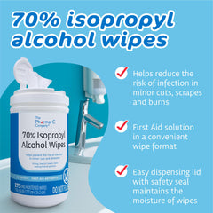 The Pharma-C Company IPA wipes moisture-lock lid demonstrates extended moisture retention.