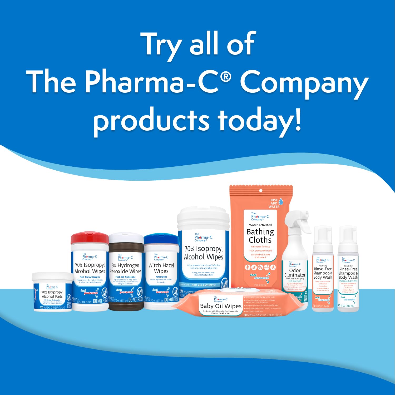 The Pharma-C Company wipes in use on skin demonstrate practical cleansing for minor wounds