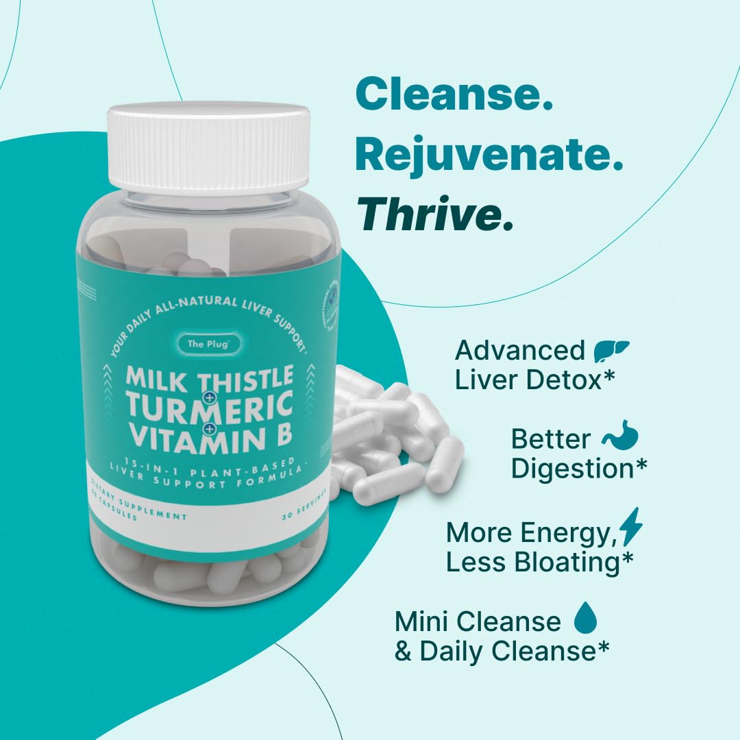 Close-up of The Plug Liver Cleanse label highlighting milk thistle.