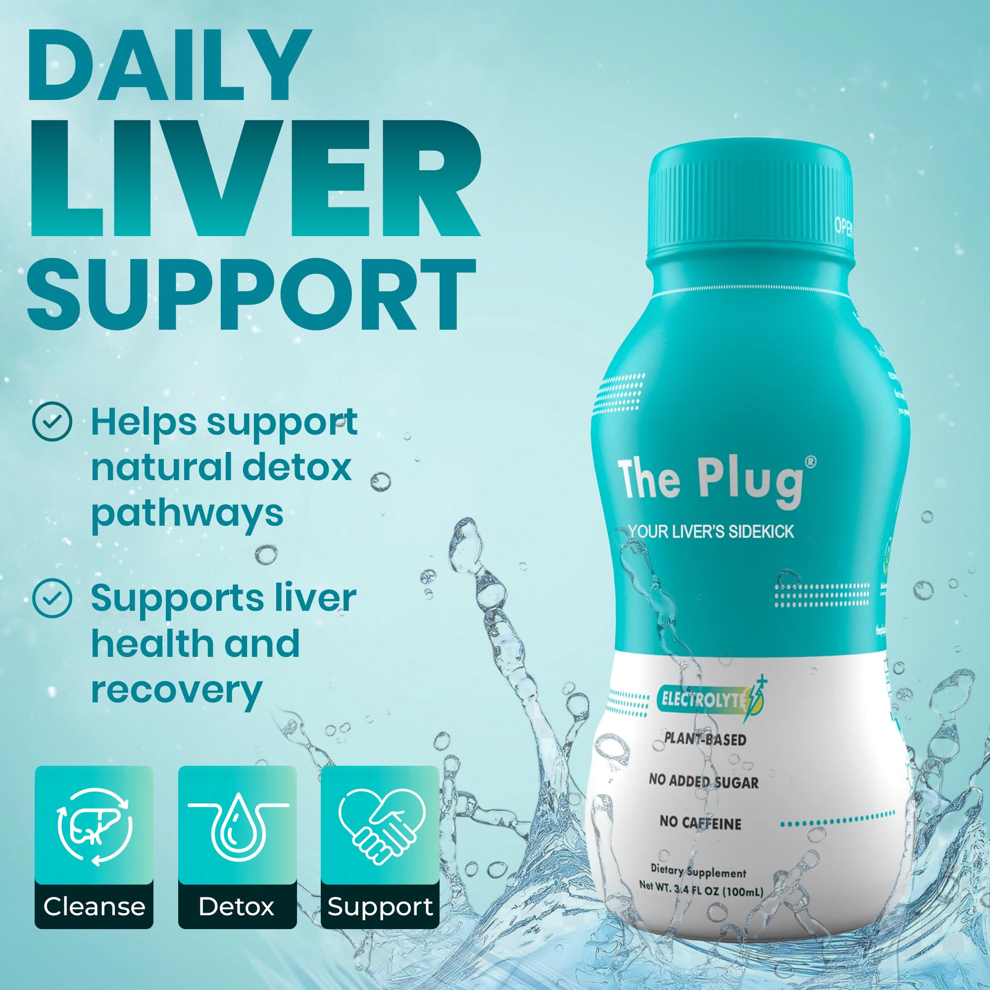 The Plug Liver Cleanse glass pour shows refreshing hydration
