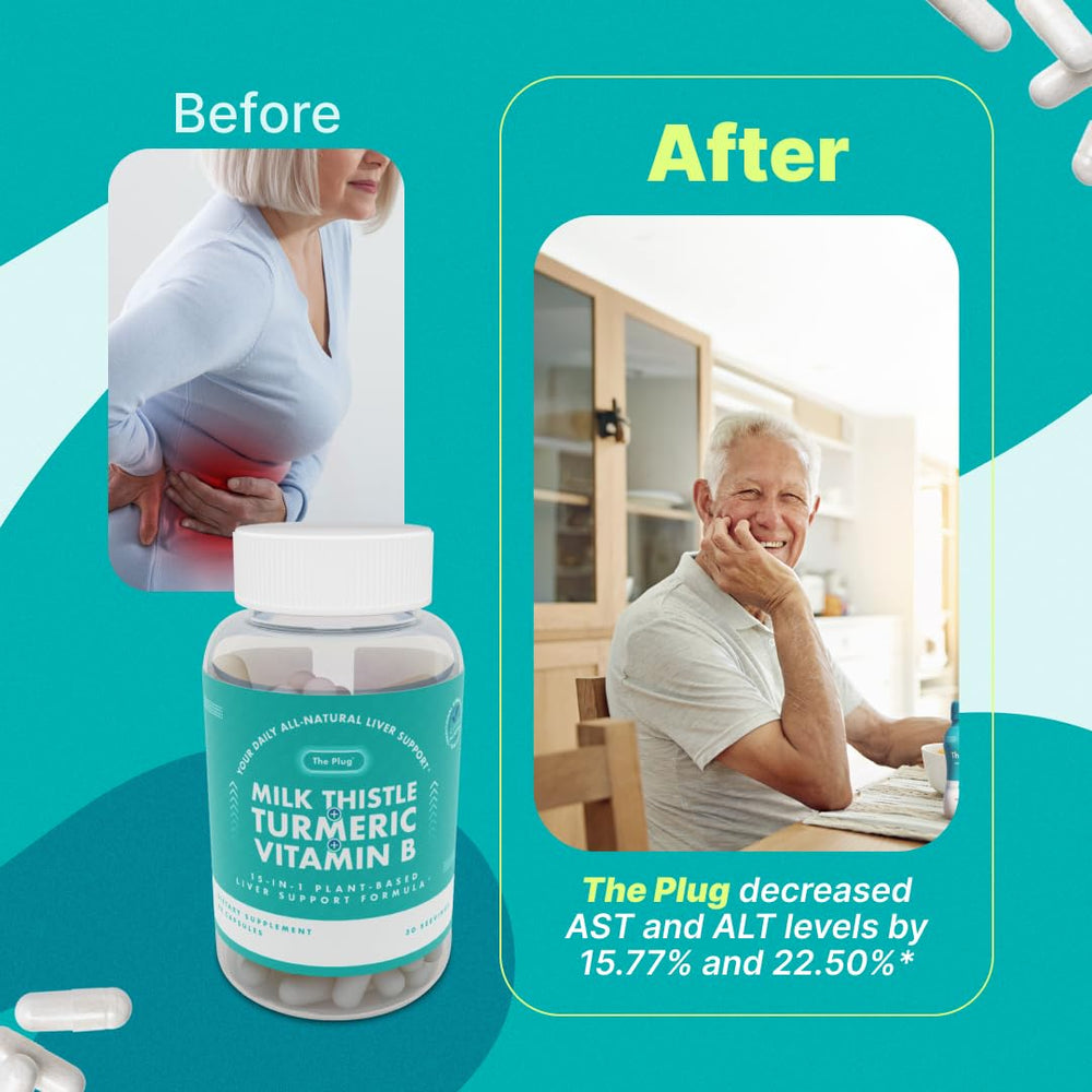 The Plug Liver Cleanse bottle with travel essentials for on-the-go support.