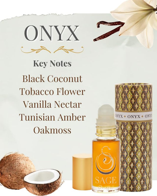 The Sage Lifestyle Onyx roll-on black coconut note adds tropical warmth.