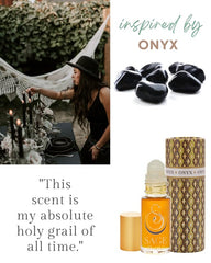 The Sage Lifestyle Onyx roll-on oakmoss-amber delivers a rich, lingering aroma.