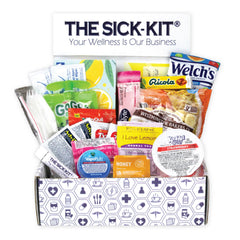 THE SICK-KIT front box view showing a compact wellness gift for sick days.