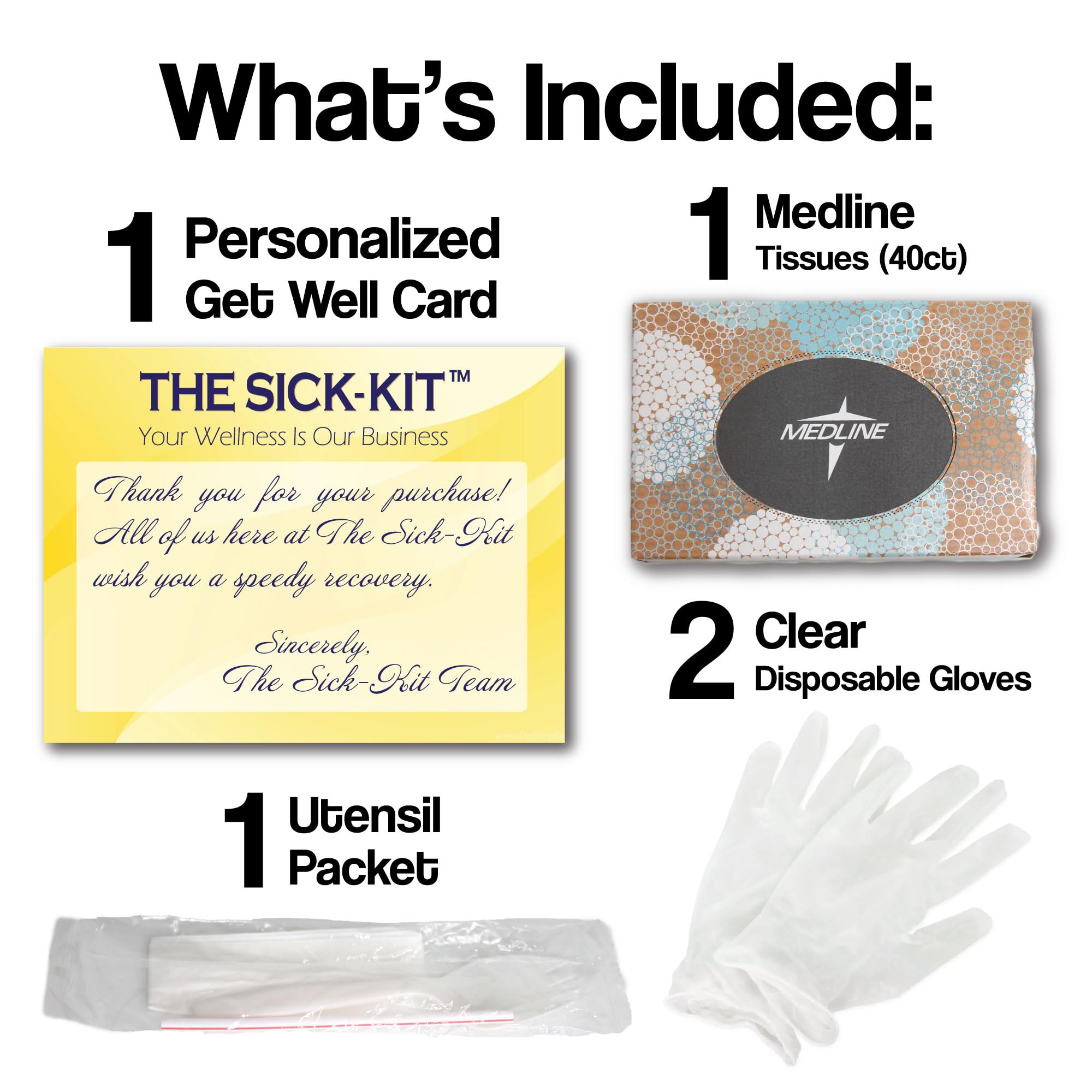 THE SICK-KIT packaging with note card, ready to give