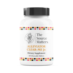 The Source Matters Alleviator Clear-Me JR bottle front view supports seasonal allergy relief for kids.