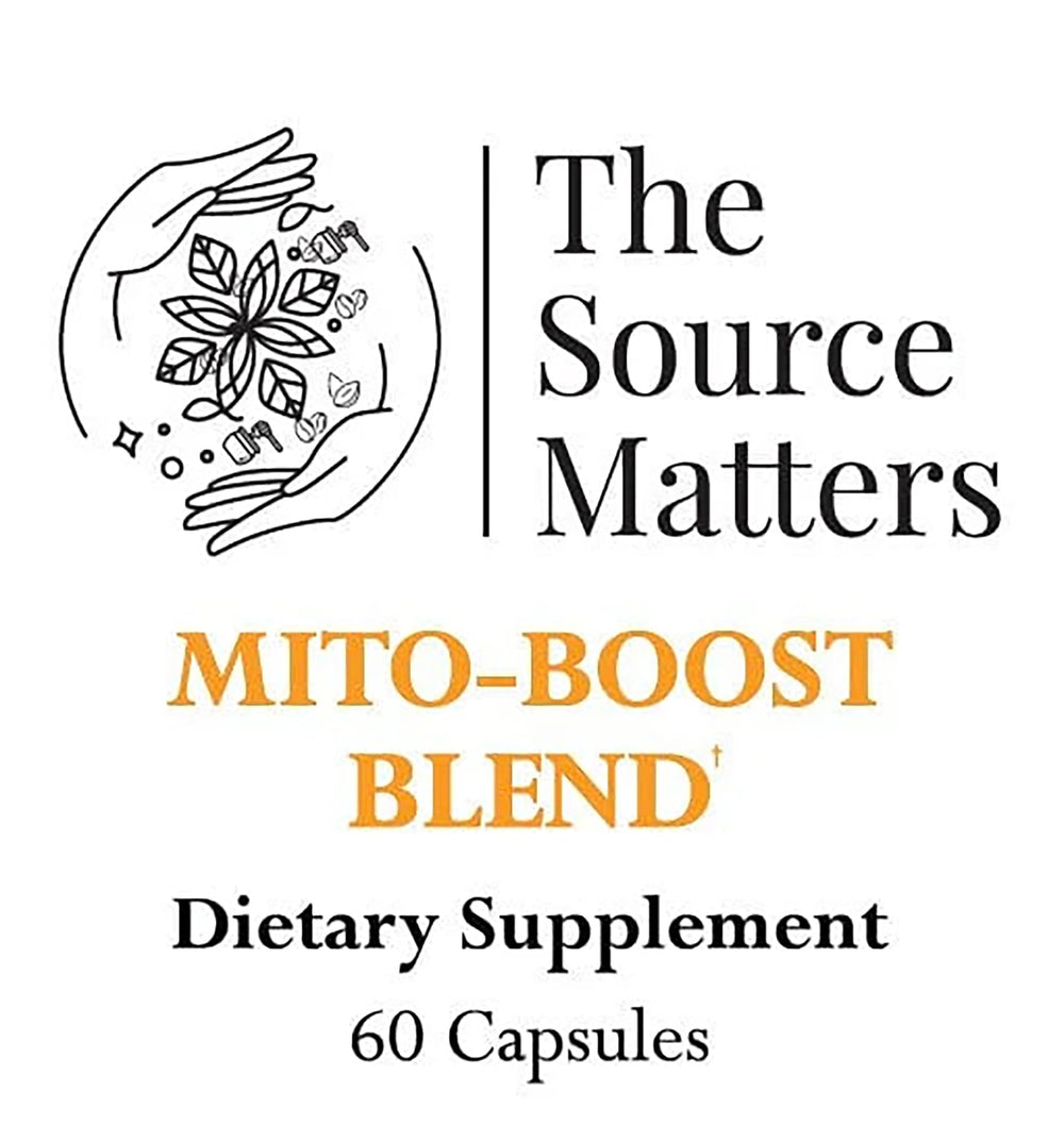 The Source Matters Mito-Boost packaging card communicates eco-friendly design and daily wellness support