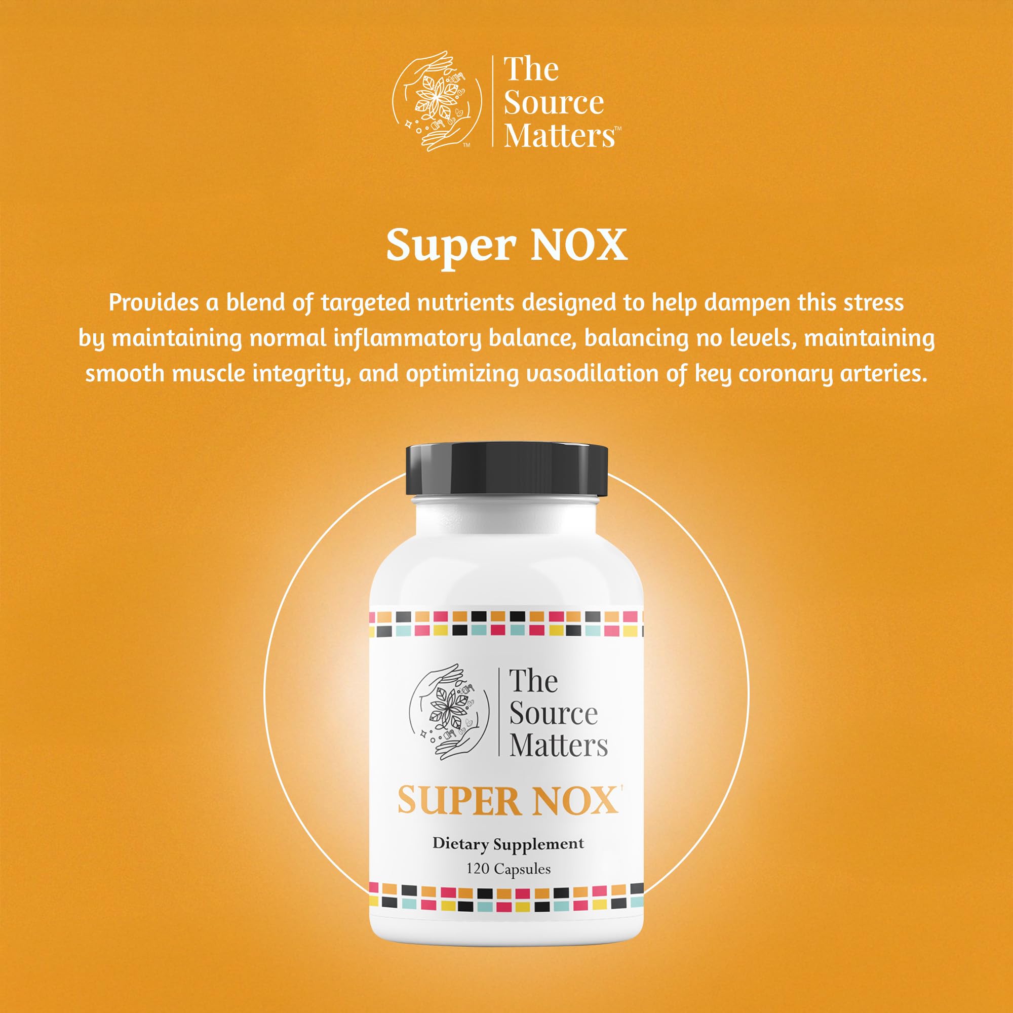 The Source Matters Super NOX emphasis on endothelial support with grape seed extract.