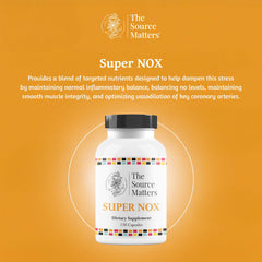 The Source Matters Super NOX emphasis on endothelial support with grape seed extract.