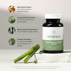The Spa Dr. Hormone Balance tablets on hand illustrating daily dose