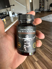 The Stampede Network Immortal Sea Buckthorn capsules show skin radiance potential.
