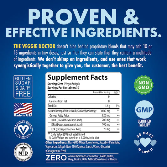 The Veggie Doctor vegan prenatal DHA capsules provide gentle algae-derived omega-3.